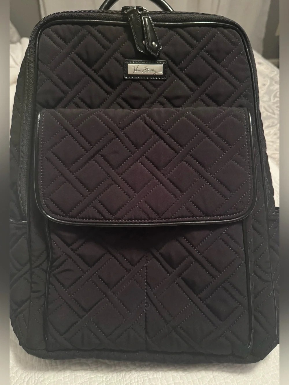 Vera Bradley Quilted Microfiber Black Backpack